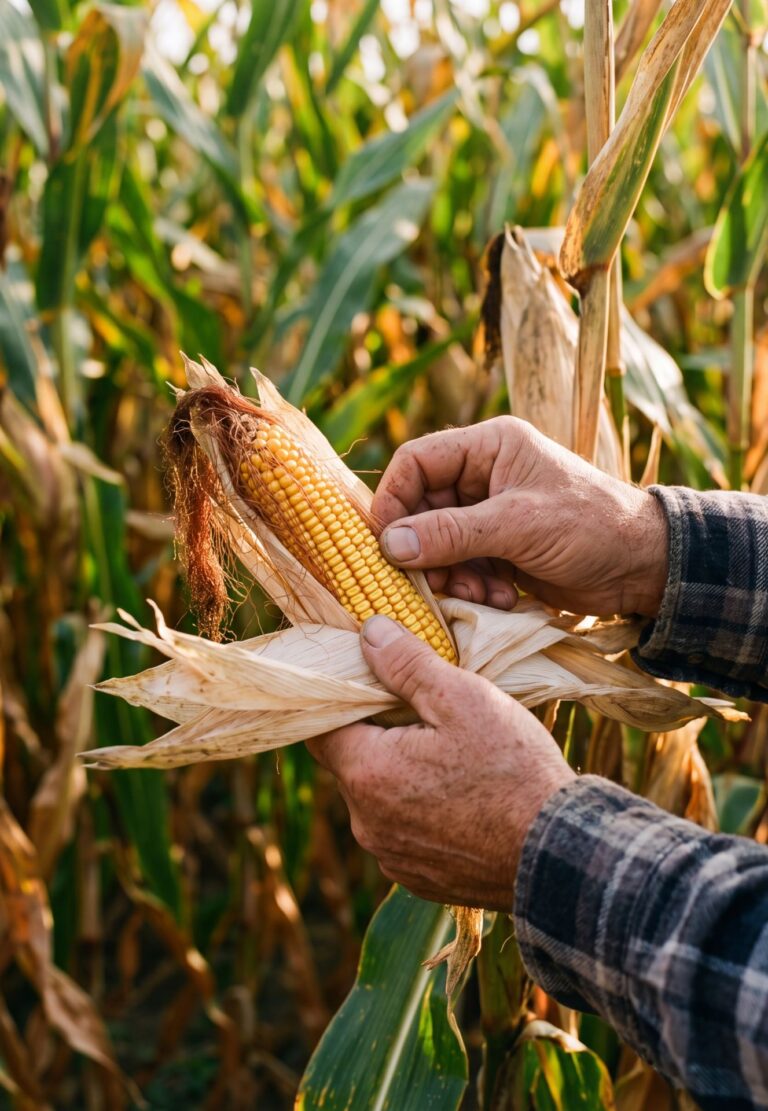 Inspecteur agricole vérifiant les épis de maïs lors de la collecte récolte de l'acadée agro-industrie.