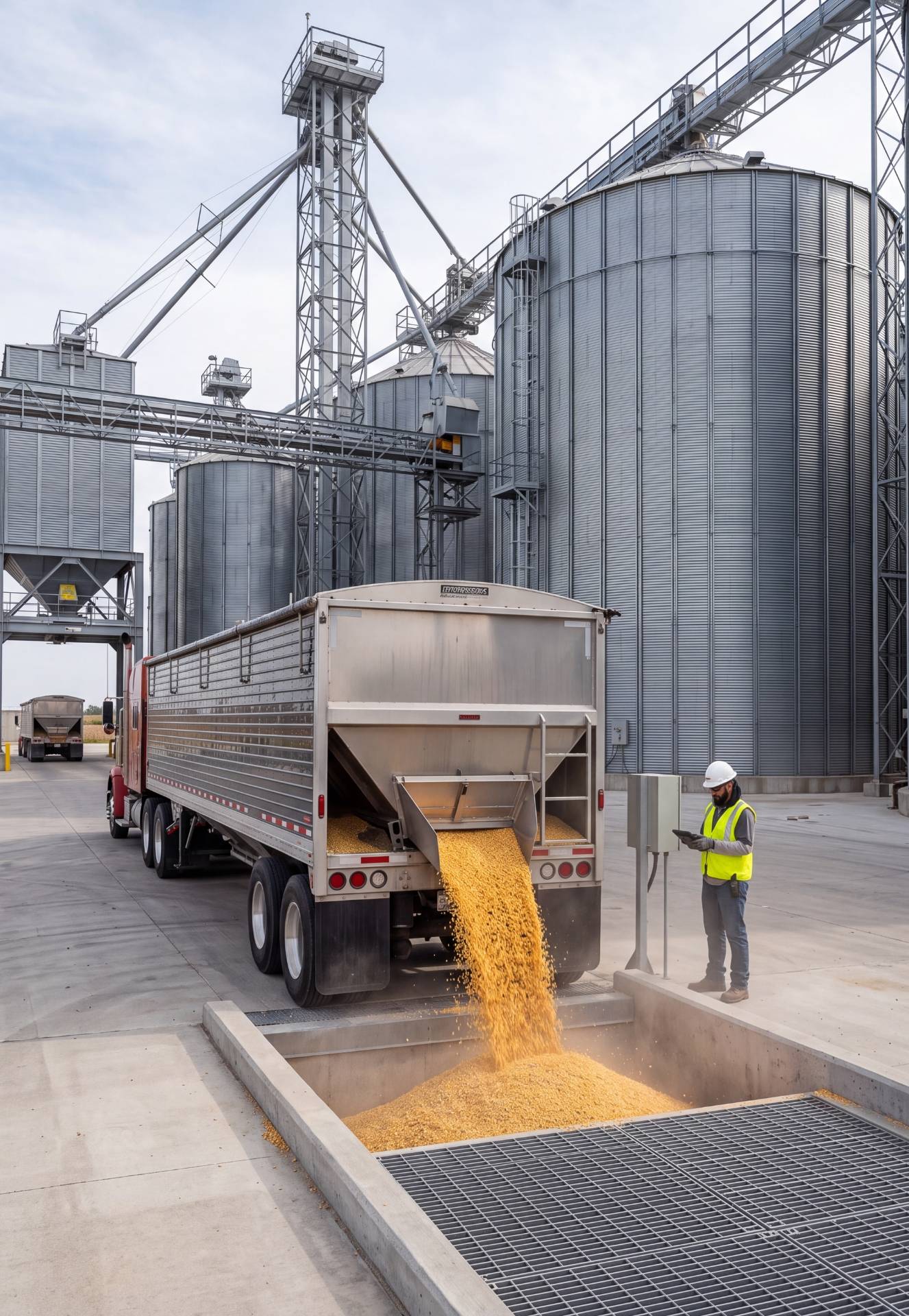 Livraison de maïs à l'usine de transformation agro-industrielle Lacadée.